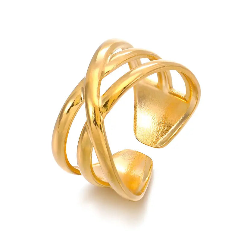 Mia Croscross Ring -18KT Gold Plated