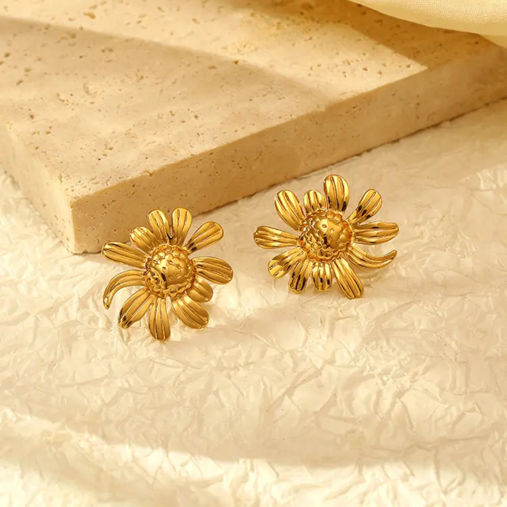 Sunflower Statement Earring - Demifine 18KT Gold Plated