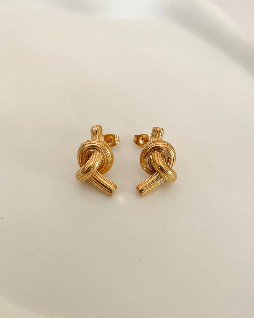 Twisted Knot Stud Earrings - 18KT Gold Plated