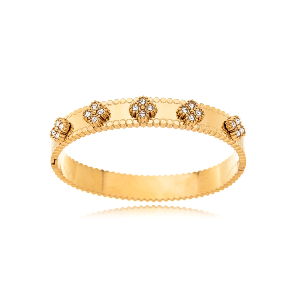 Clover Reverie Cuff Bracelet - Demifine 18KT Gold Plated