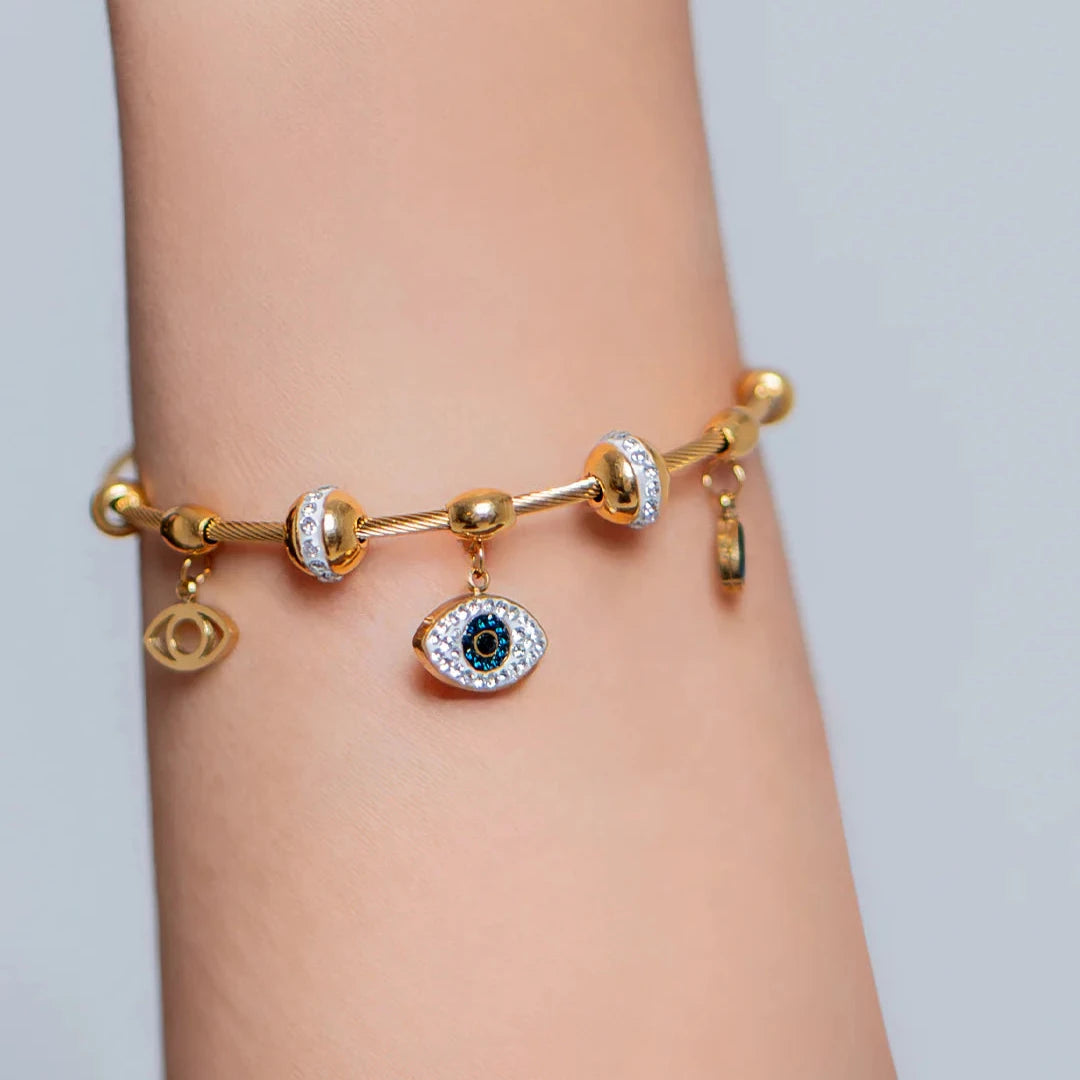Evil Eye Cuff Bracelet- 18KT Gold Plated