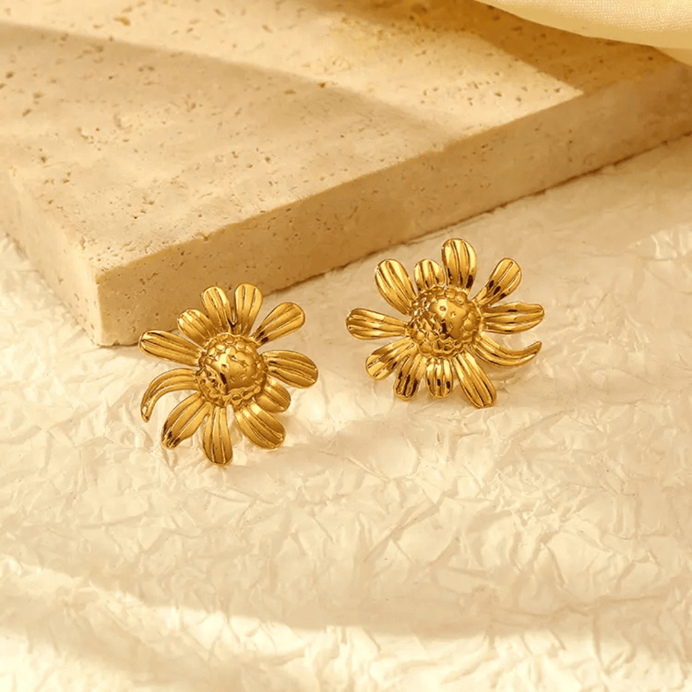 Sunflower Statement Earring - Demifine 18KT Gold Plated