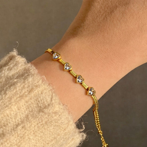 String of Heart Bracelet – 18KT Gold Plated