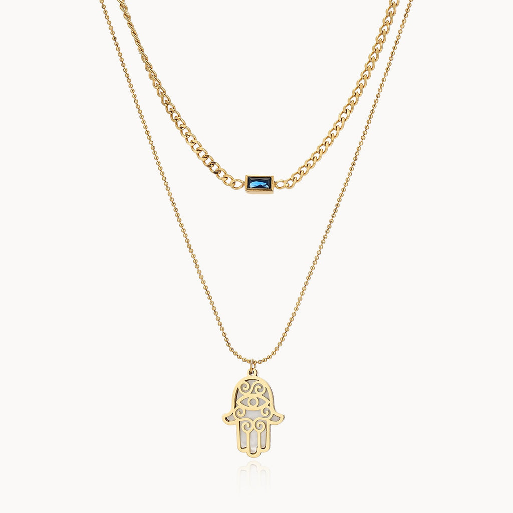 Hamsa Sheild Pendant - 18KT Gold Plated