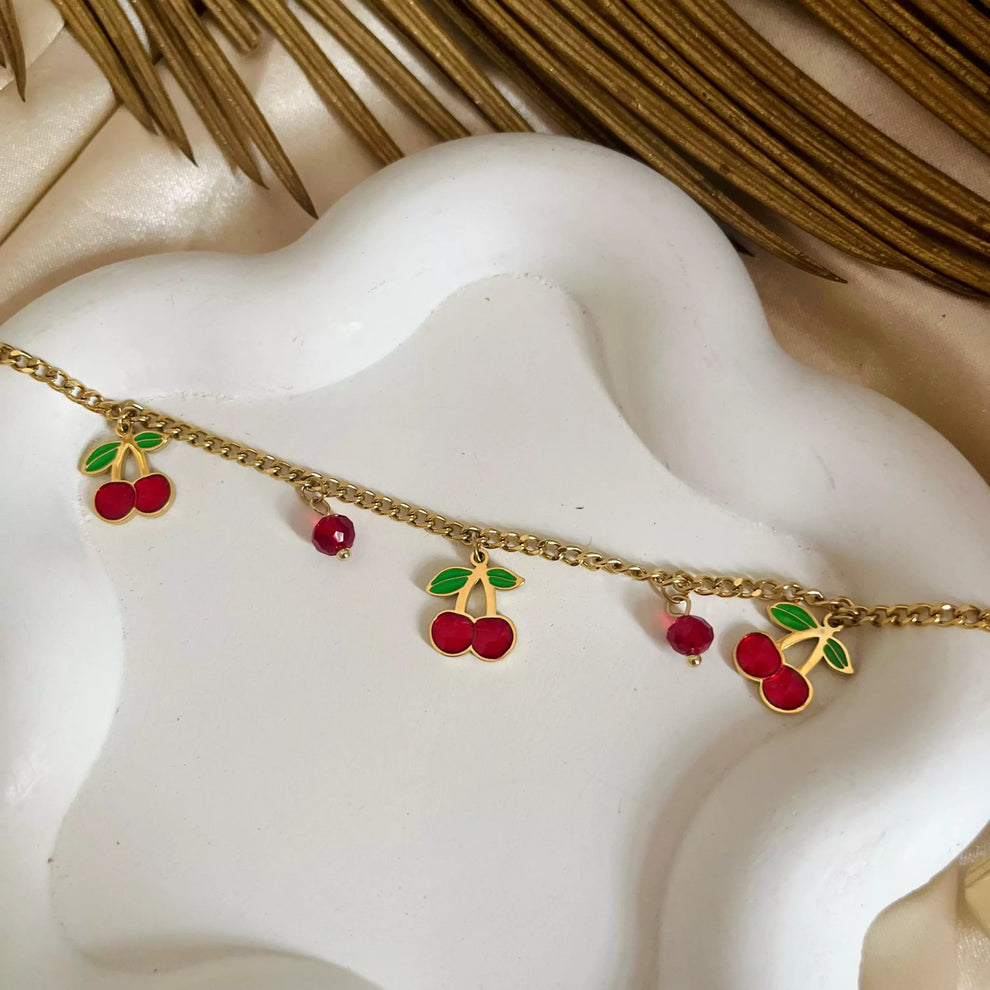 Cherry on Top Multicharm Bracelet - Demifine 18KT Gold Plated