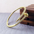 Zirconia Studded Nail Cuff Bracelet -18KT Gold Plated