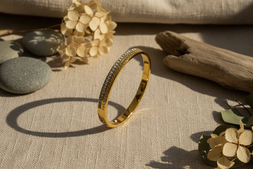 Timeless Radiance Cuff Bracelet- Demifine 18KT Gold Plated