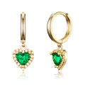 Emerald Heart Huggies Earrings -18KT Gold Plated