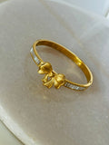 Zirconia Studded Pookie Bow Cuff Bracelet - Demifine 18KT Gold Plated