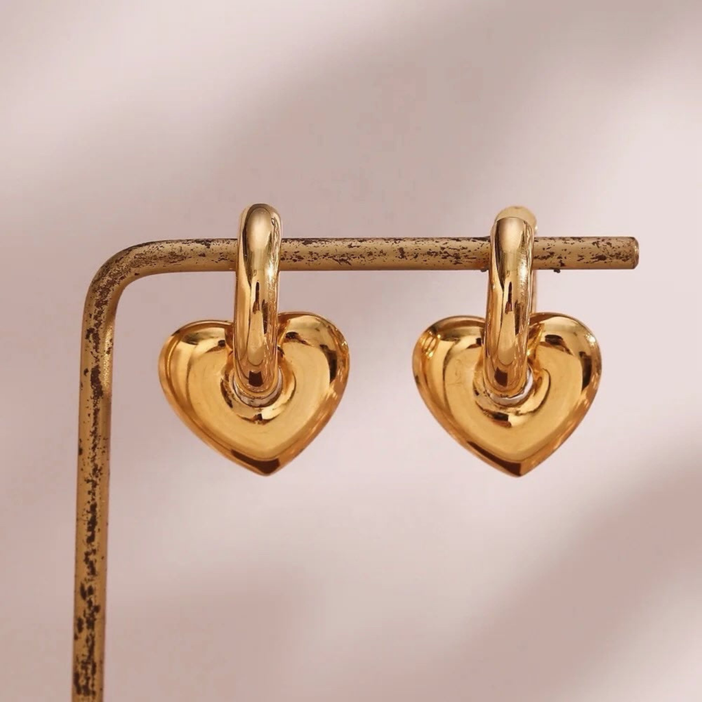 Heart Huggie Earrings -18KT Gold Plated