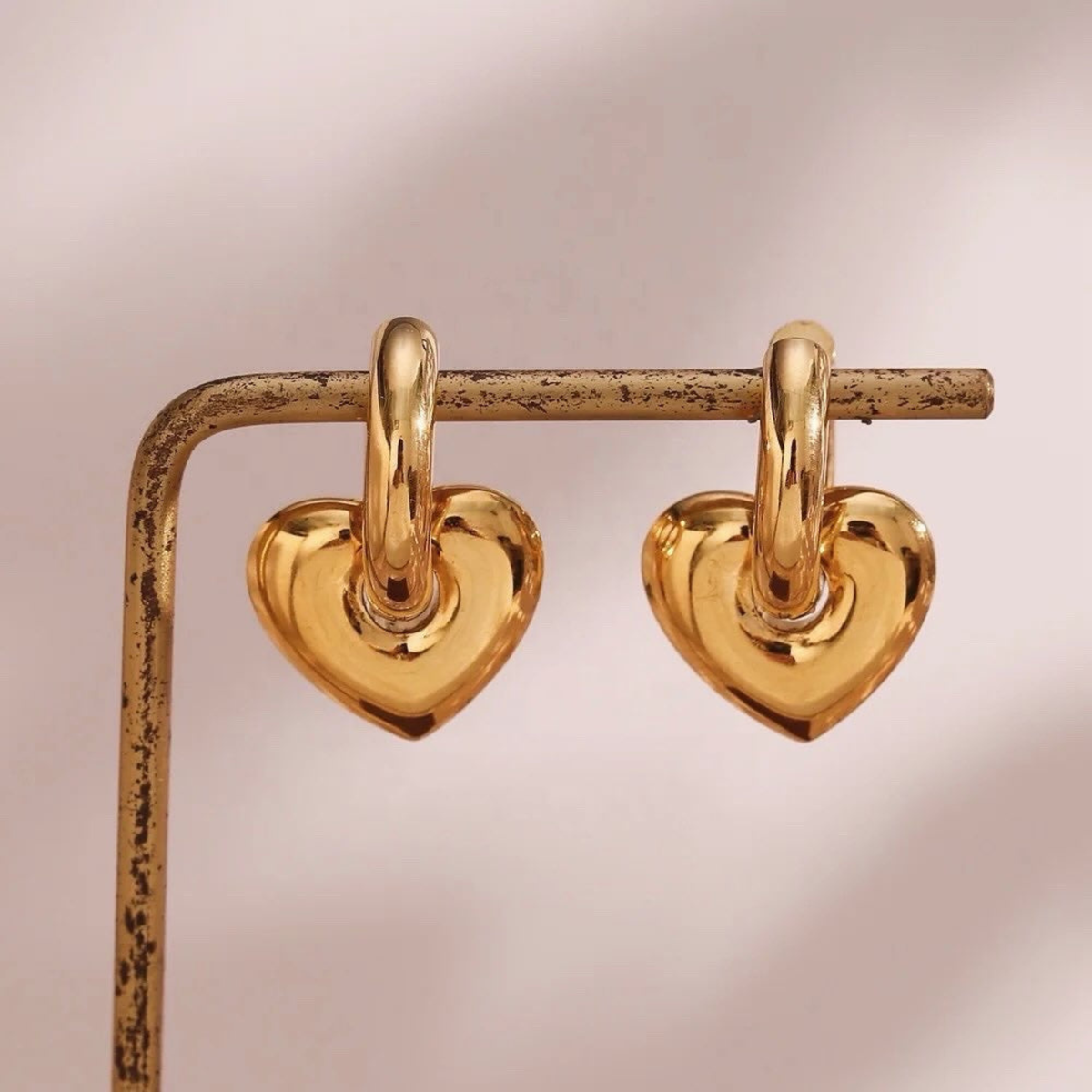 Heart Huggie Earrings -18KT Gold Plated