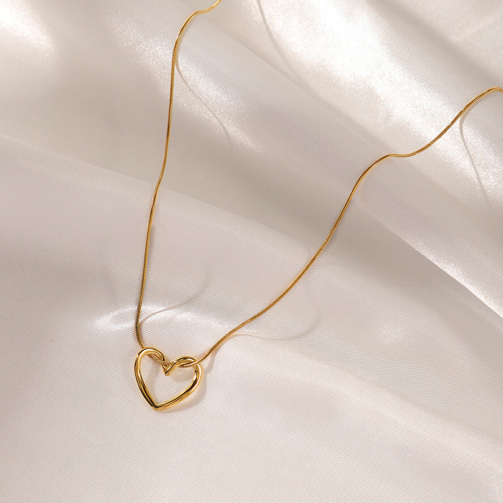 Hollow Heart Pendant Chain - Demifine 18KT Gold Plated
