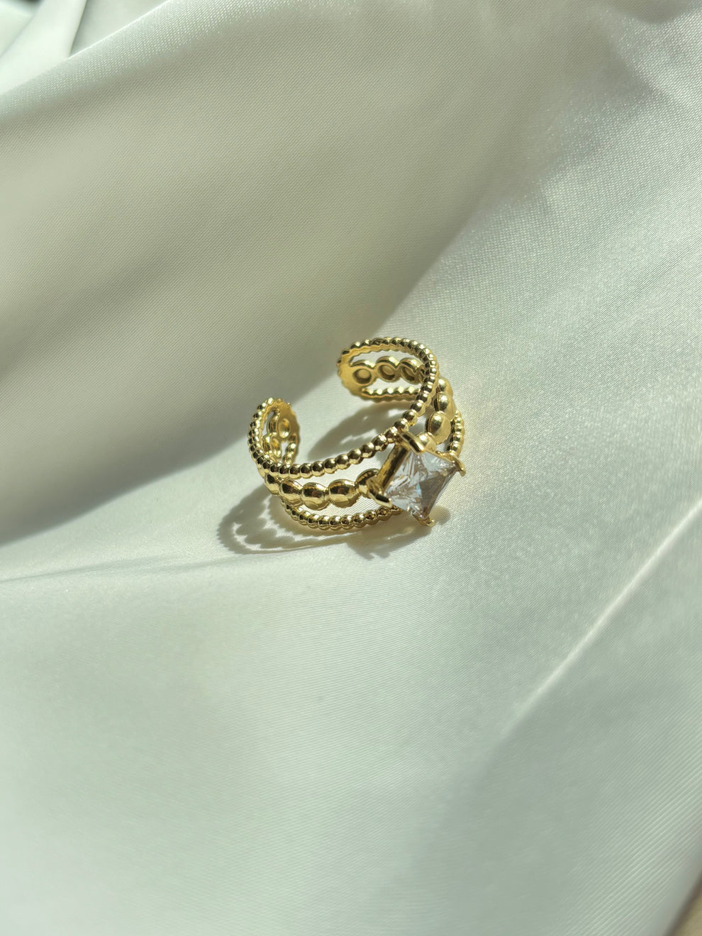 Heart of Diamond Zirconia Studded Ring - Demifine 18KT Gold Plated