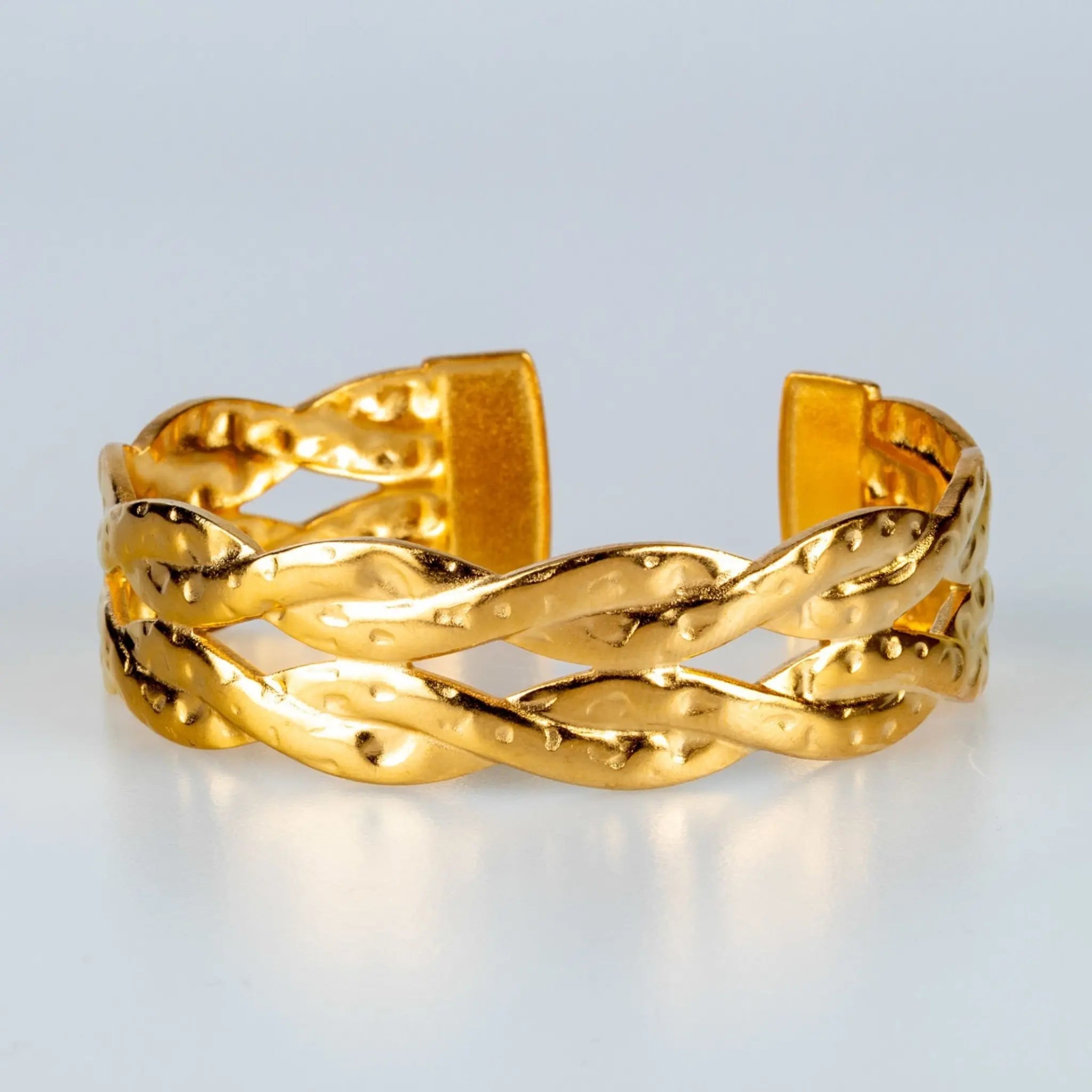 Textured Hammered Cuff Bracelet - Demifine 18KT Gold Plated