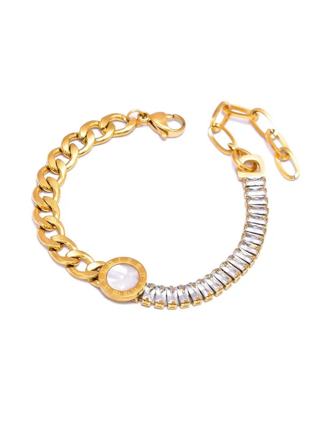 Romanian Charm Cubic Zirconia Tennis Bracelet - Demifine 18KT Gold Plated