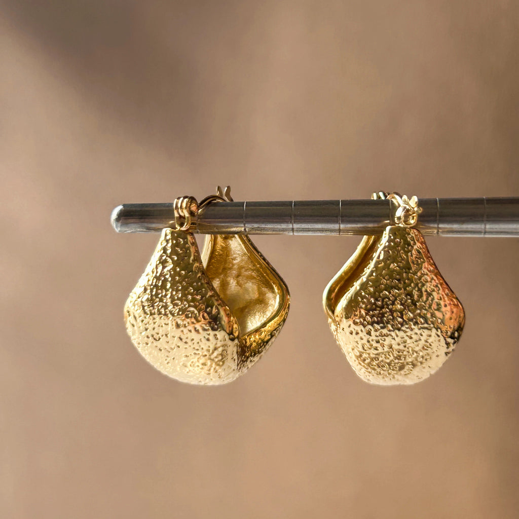 Classic Textured Hoop Earrings -18KT Gold Plated