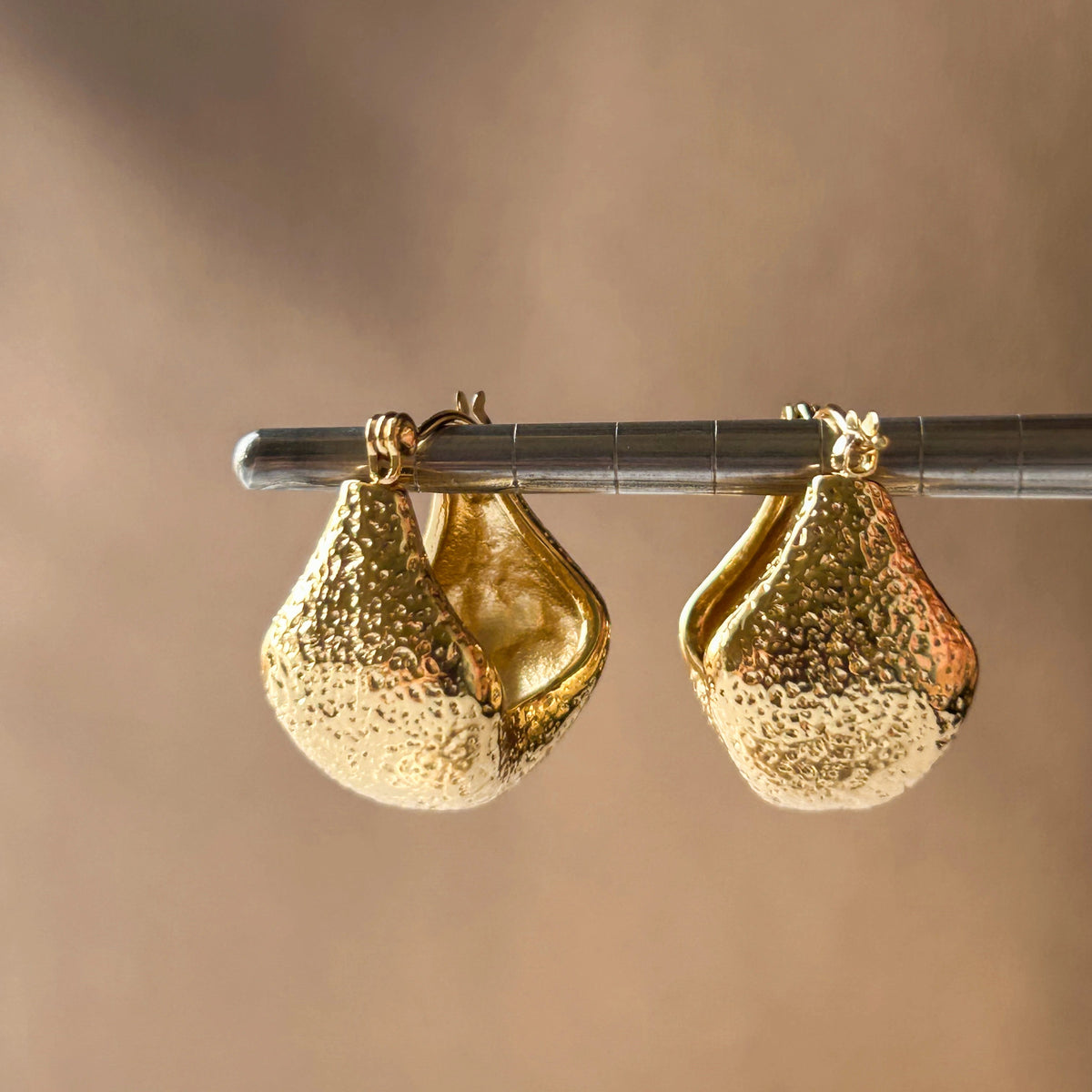 Classic Textured Hoop Earrings -18KT Gold Plated