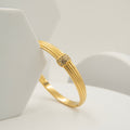 Cubic Zirconia Studded Knot Cuff Bracelet - Demifine 18KT Gold Plated