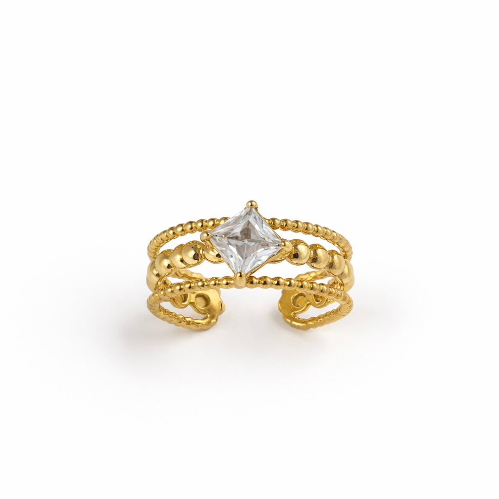 Heart of Diamond Zirconia Studded Ring - Demifine 18KT Gold Plated