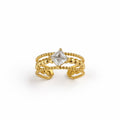 Heart of Diamond Zirconia Studded Ring - Demifine 18KT Gold Plated