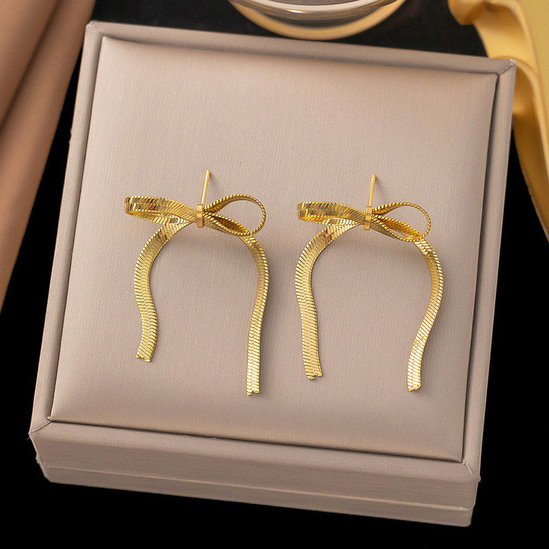 Pookie Bow Dangling Earrings - Demifine 18KT Gold Plated