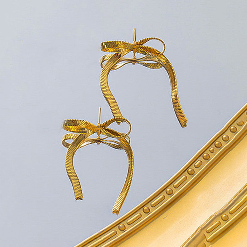 Bow Dangling Earrings - 18KT Gold plated