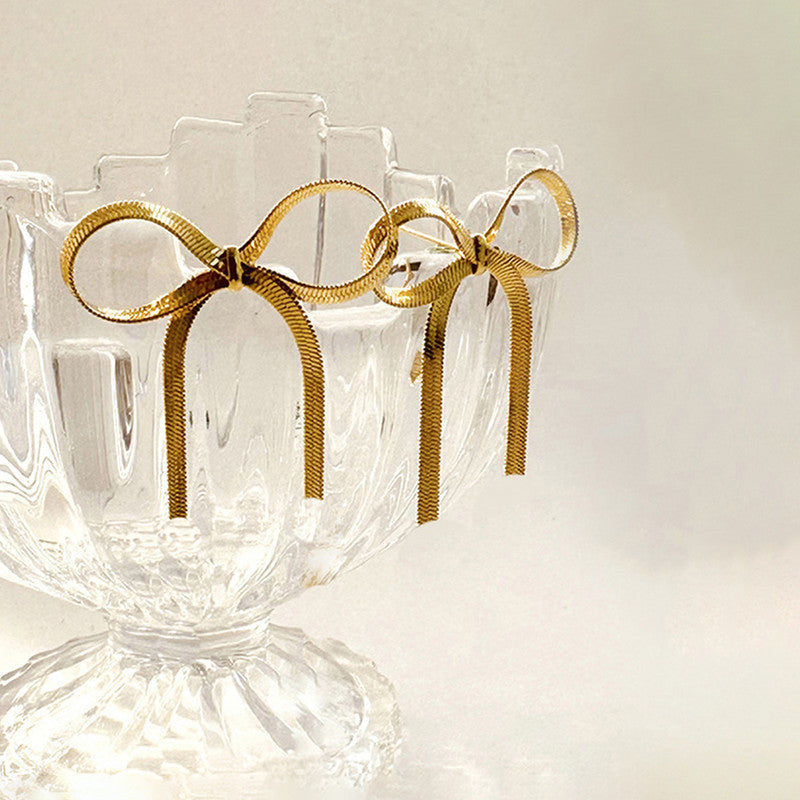 Bow Dangling Earrings - 18KT Gold plated