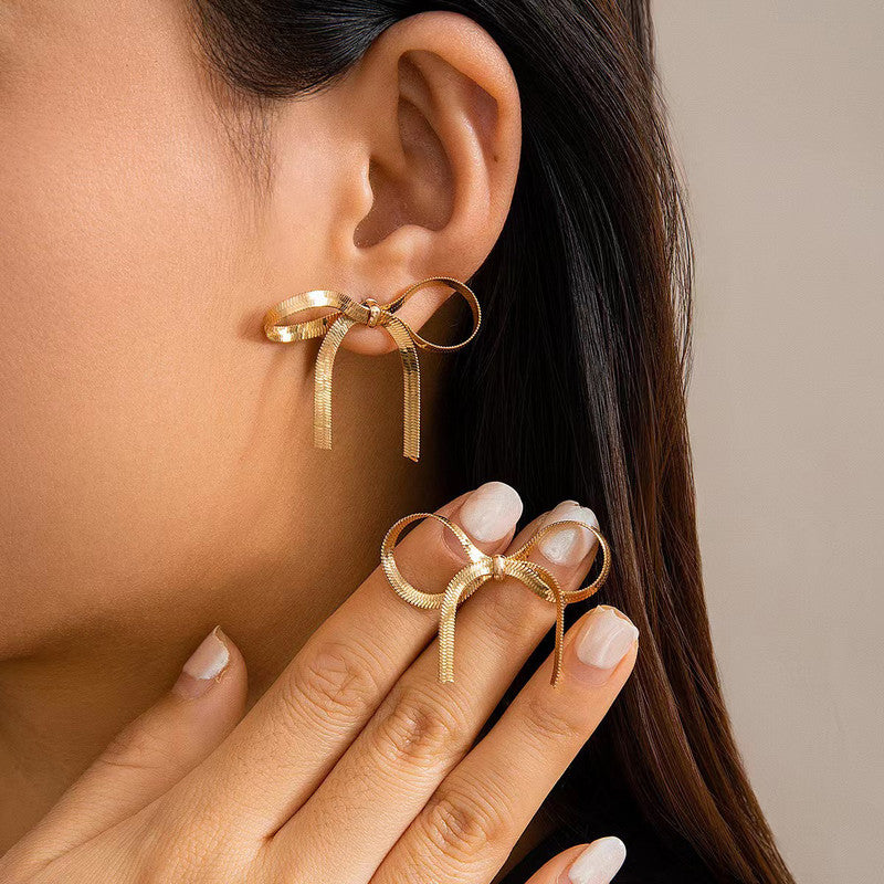Pookie Bow Dangling Earrings - Demifine 18KT Gold Plated