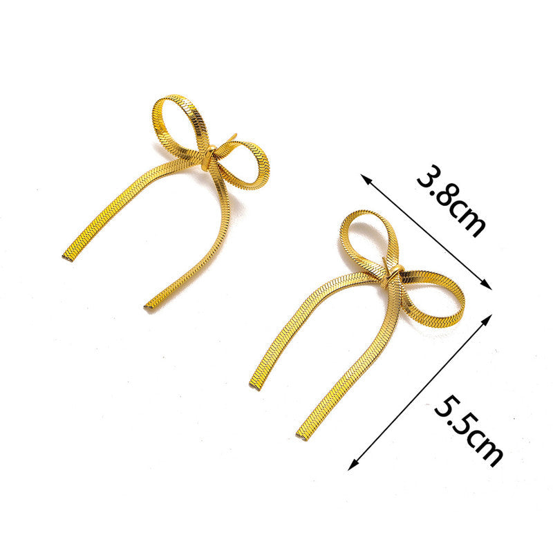 Bow Dangling Earrings - 18KT Gold plated