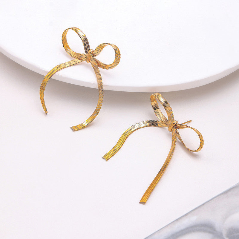 Pookie Bow Dangling Earrings - Demifine 18KT Gold Plated