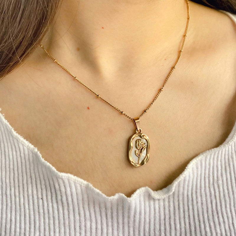 Vintage Rose Pendant - Demifine 18KT Gold Plated