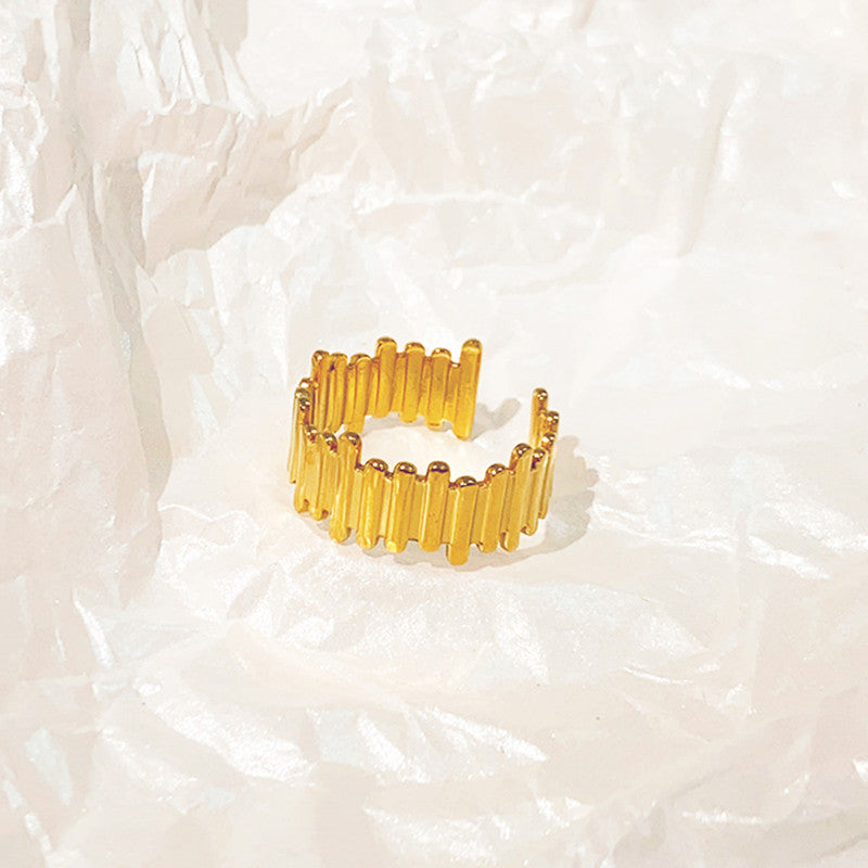 Irregular Fence Stackable Antitarnish Ring - Demifine 18KT Gold Plated