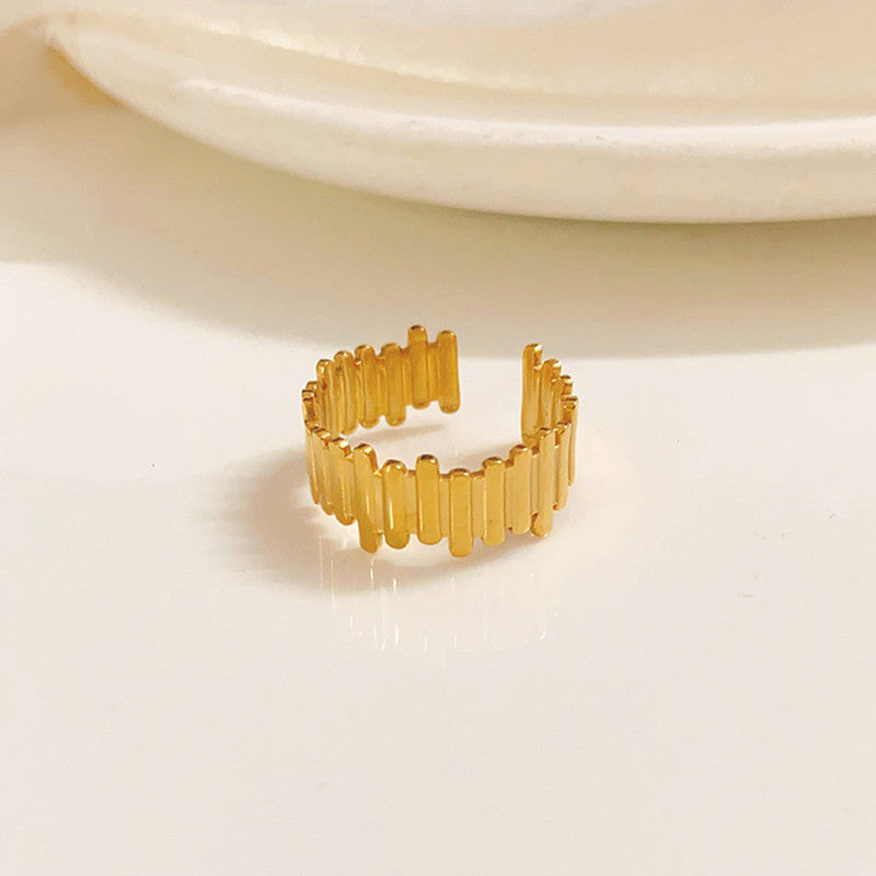 Irregular Fence Stackable Antitarnish Ring - Demifine 18KT Gold Plated