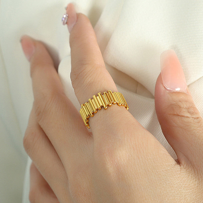 Irregular Fence Stackable Antitarnish Ring - Demifine 18KT Gold Plated