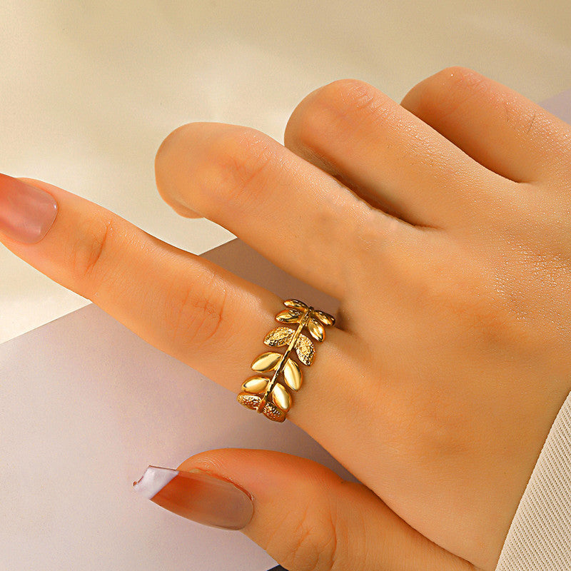 Botanical Grace Zirconia Studded Ring - Demifine 18KT Gold Plated
