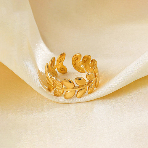 Botanical Grace Zirconia Studded Ring - Demifine 18KT Gold Plated