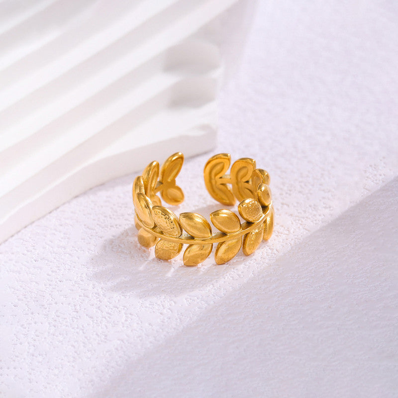 Botanical Grace Zirconia Studded Ring - Demifine 18KT Gold Plated