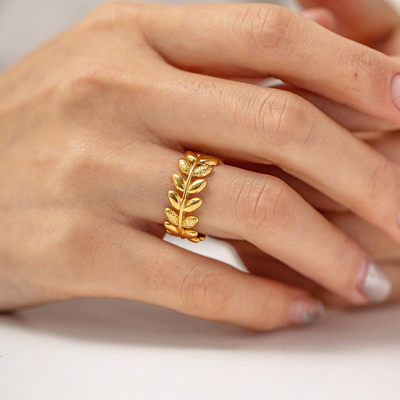Botanical Grace Zirconia Studded Ring - Demifine 18KT Gold Plated
