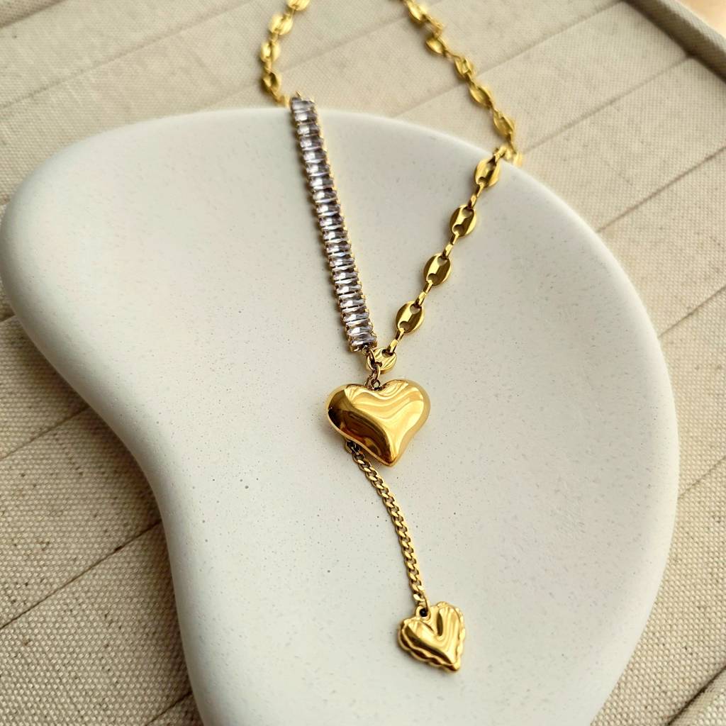 I heart Tennis Dazzling love Pendant Chain - Demifine 18KT Gold Plated