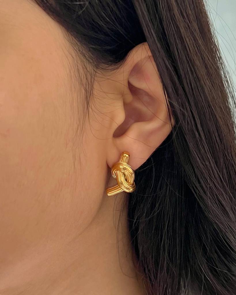Twisted Knot Stud Earrings - 18KT Gold Plated