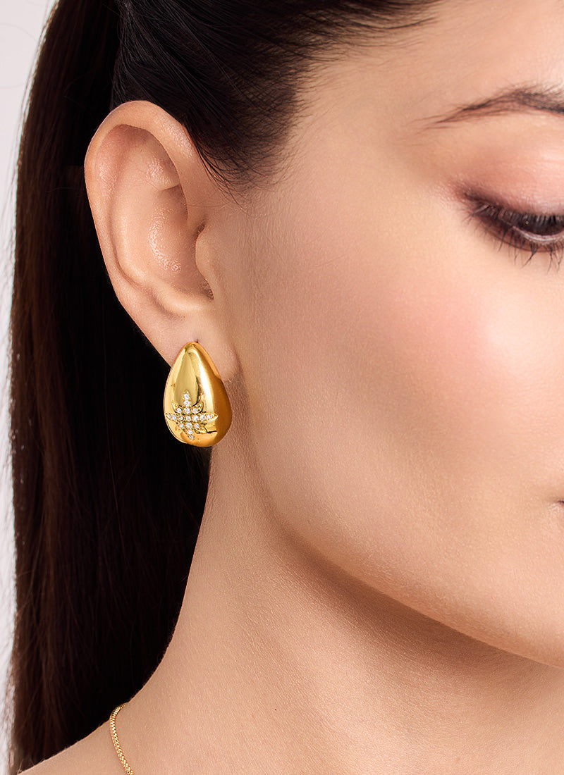Northstar Stud Earrings -18KT Gold Plated