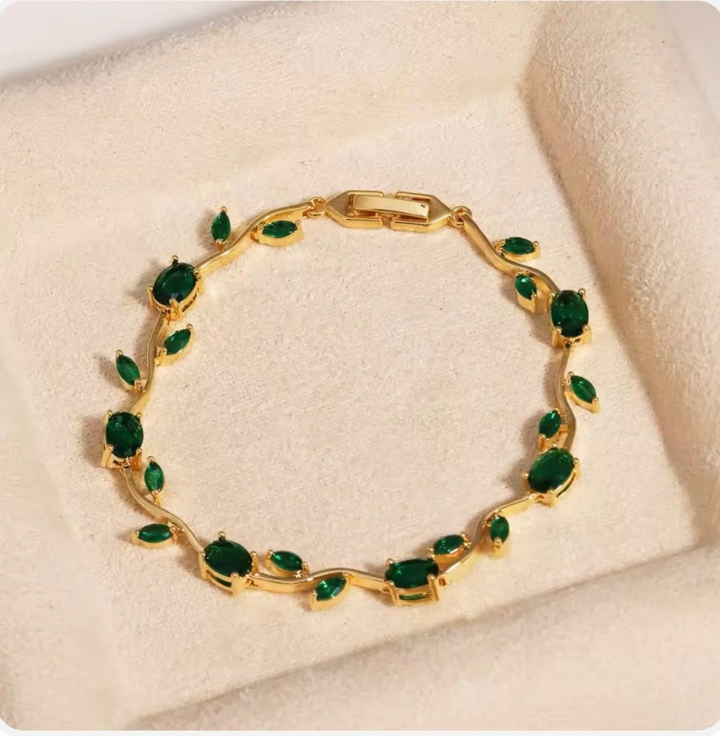 Emerald Tulip Bracelet -18KT Gold Plated