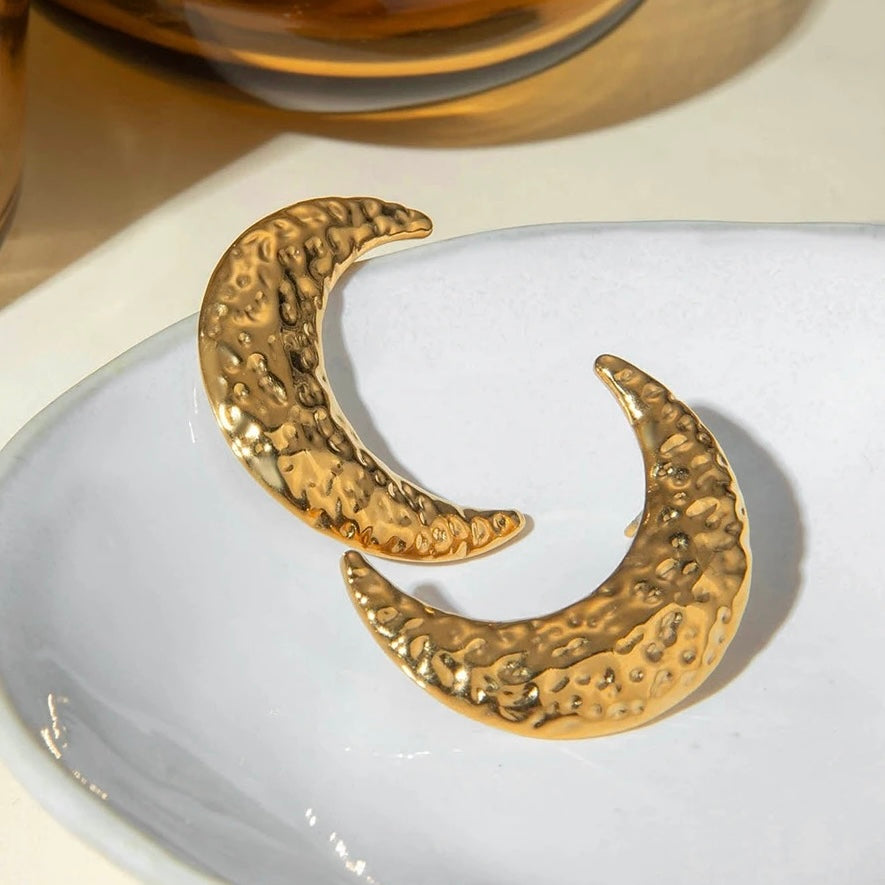 Take me to the Moon Stud Earrings -18KT Gold Plated
