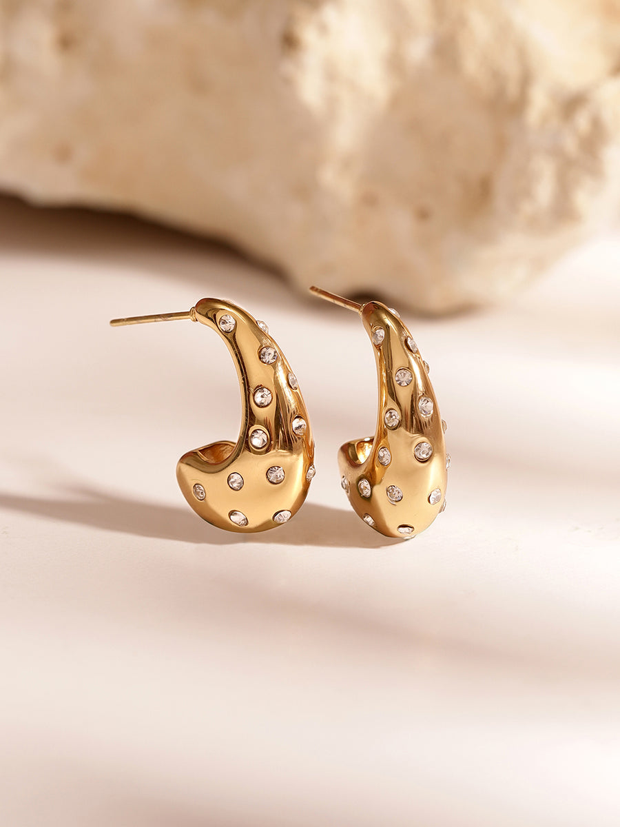 Teardrop Stud Earrings -18KT Gold Plated