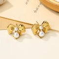 dangling pearl bow Earring - Demifine 18KT Gold Plated