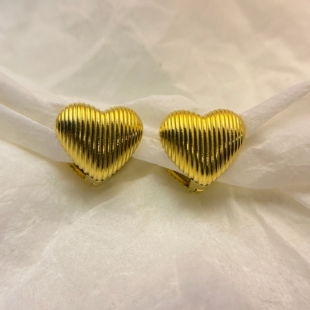 Valentine Special - Gold Plated Heart Statement Earring