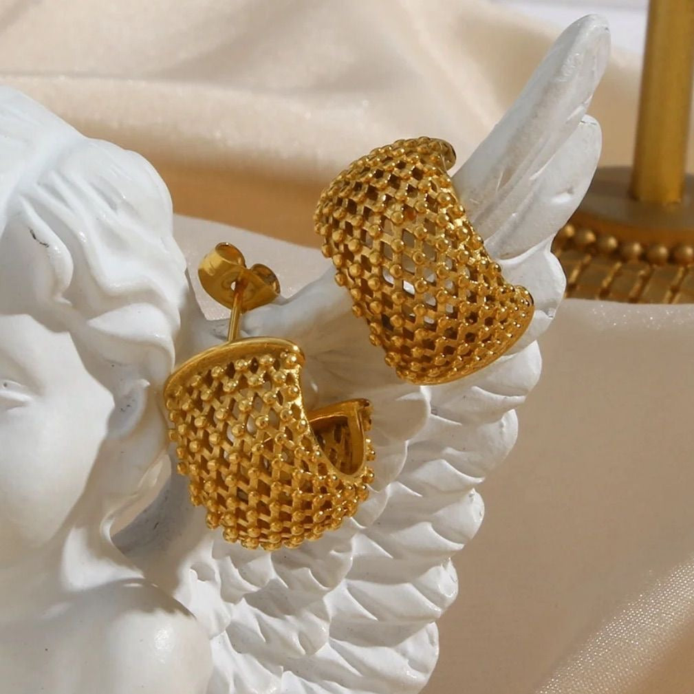 Hammered Gold Plated Antitarnish Hoop Earring
