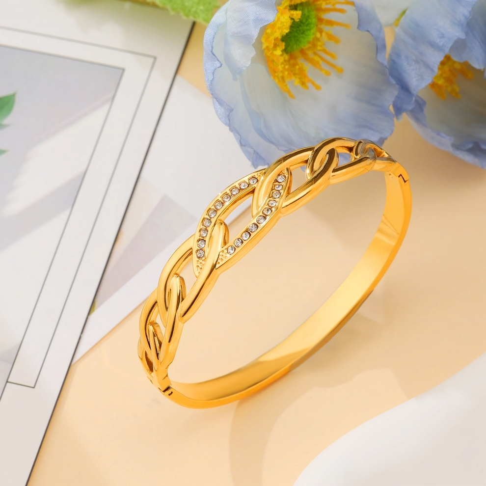 Forever Linked Zirconia Cuff Bracelet - Demifine 18KT Gold Plated