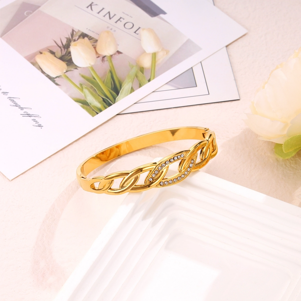Forever Linked Zirconia Cuff Bracelet - Demifine 18KT Gold Plated