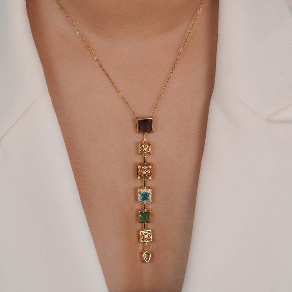 Sacred Chakra Gemstone Statement Pendant - Demifine 18KT Gold Plated